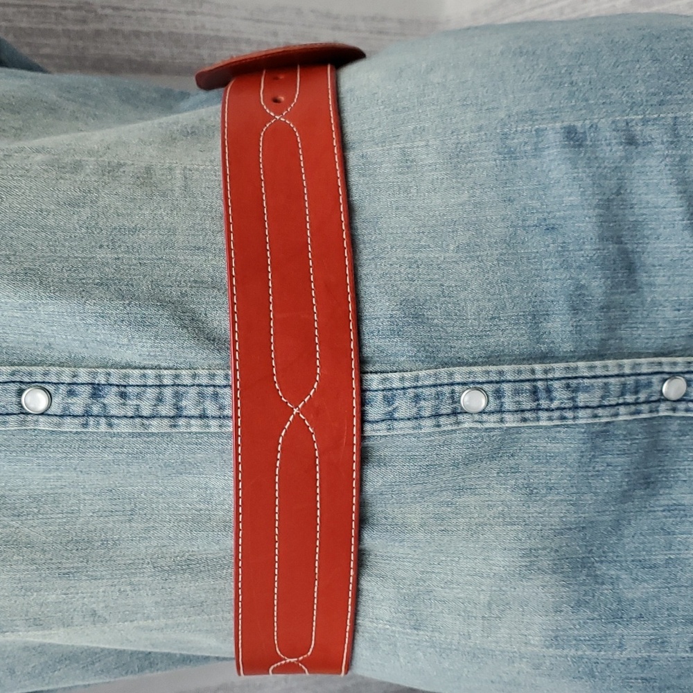 Charter Club Belt Genuine English Saddle Hide Leather in Red - Picture 6 of 13